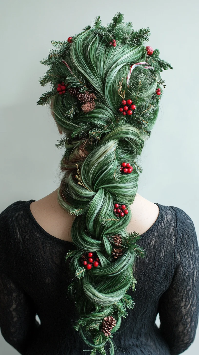 A Festive Braid: Embrace Nature with Pine and Berry Accents