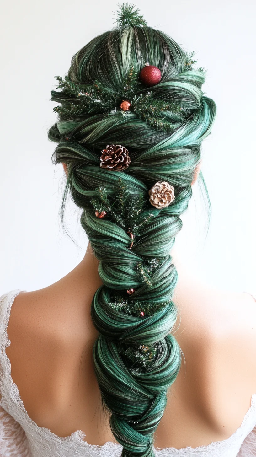 Captivating Green Wonderland Braid: A Festive Hairstyle for Any Celebration