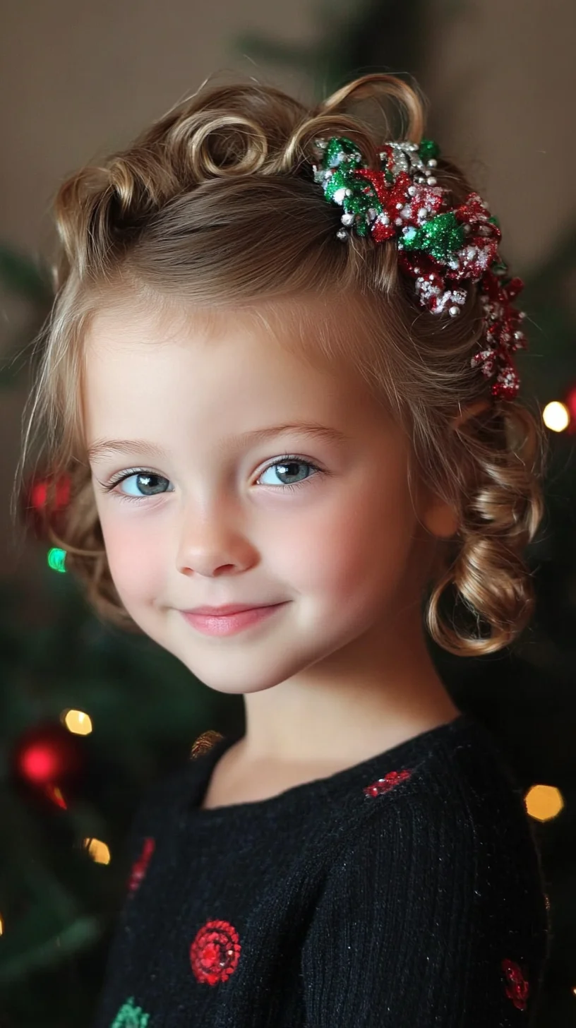 Charming Curls: A Whimsical Holiday Hairstyle for Young Ones