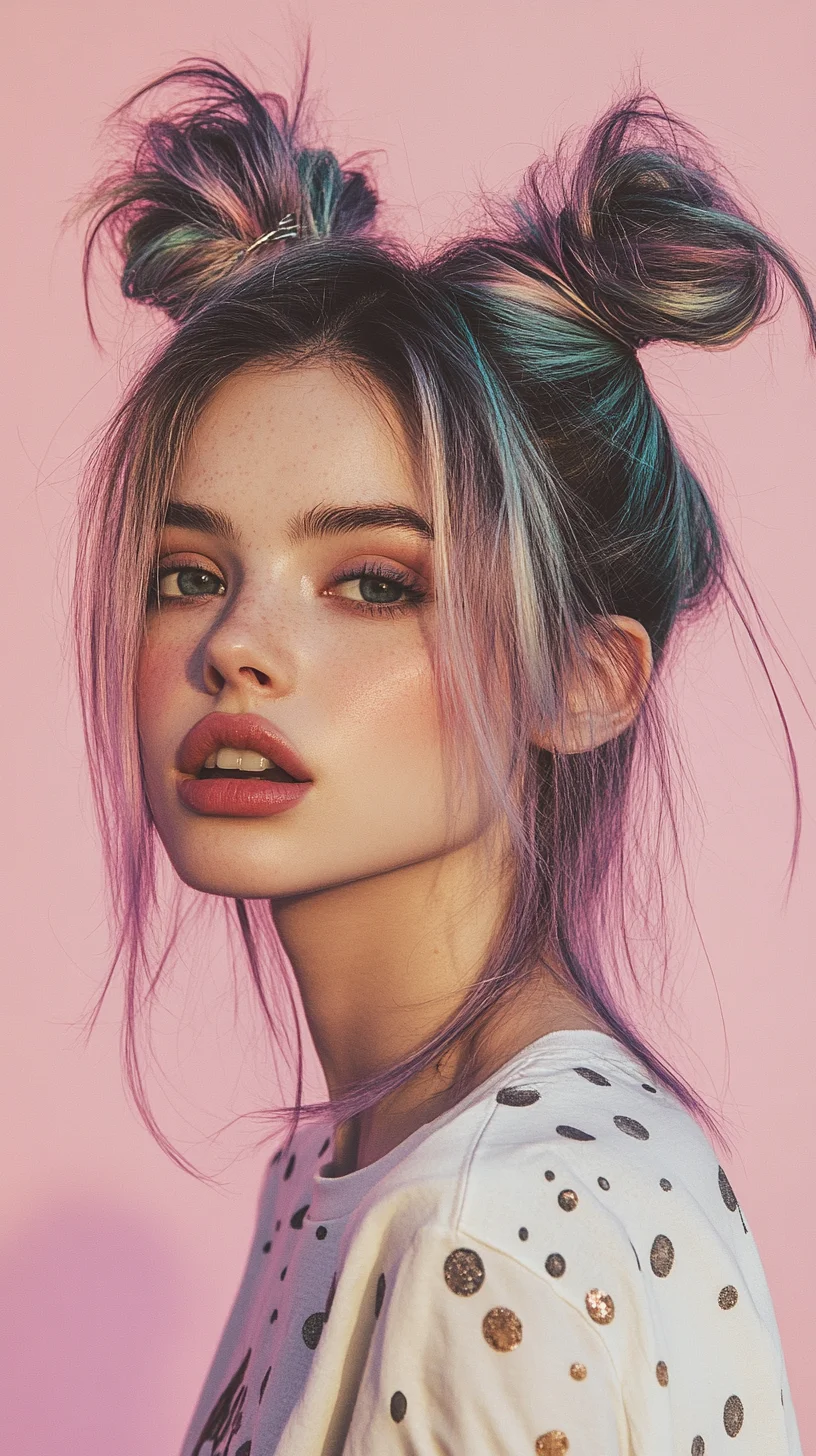 Charming Space Buns: Embrace Playful Elegance with a Touch of Color