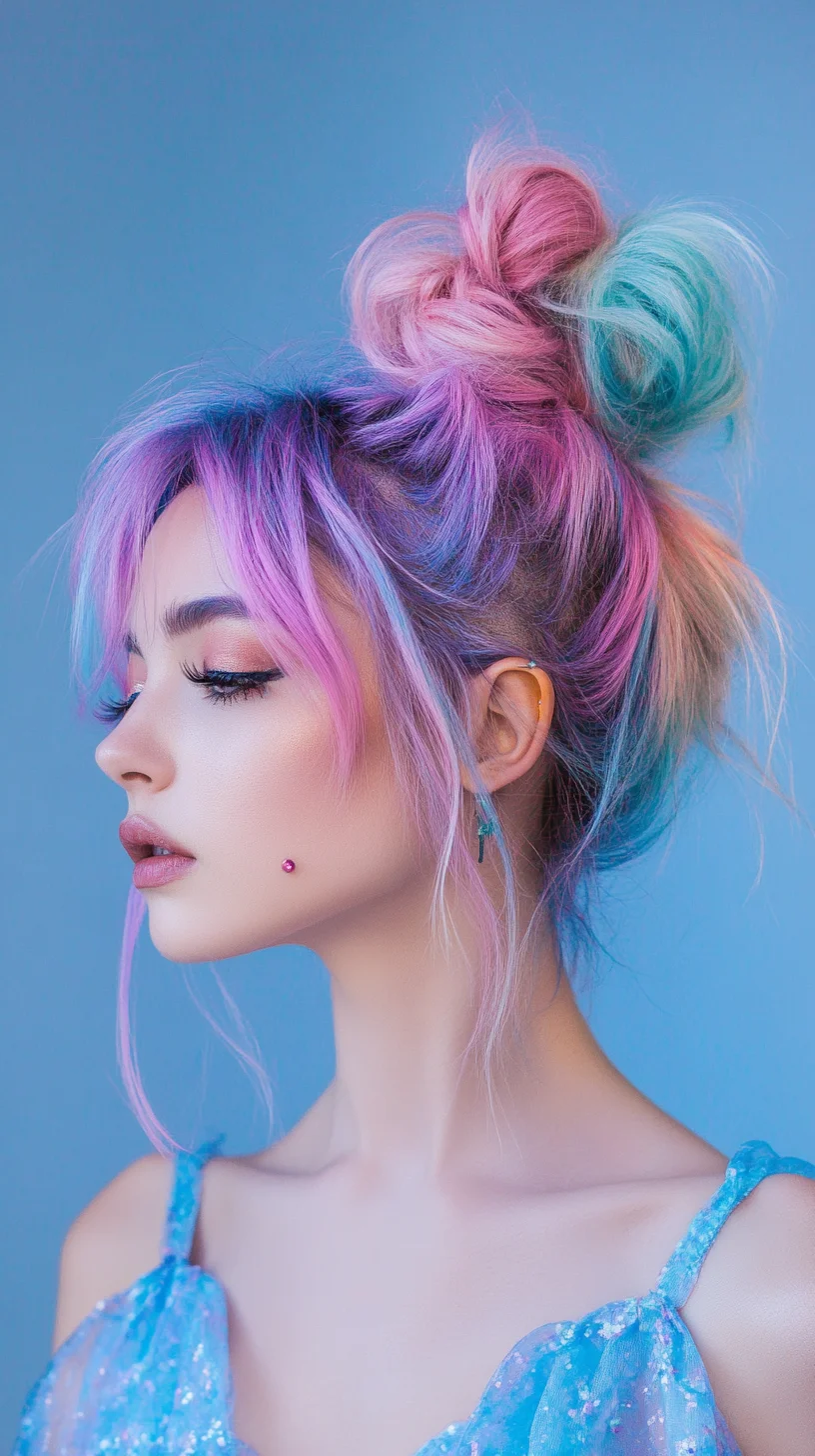 Dreamy Pastel Updo: Embrace Whimsical Color and Effortless Elegance