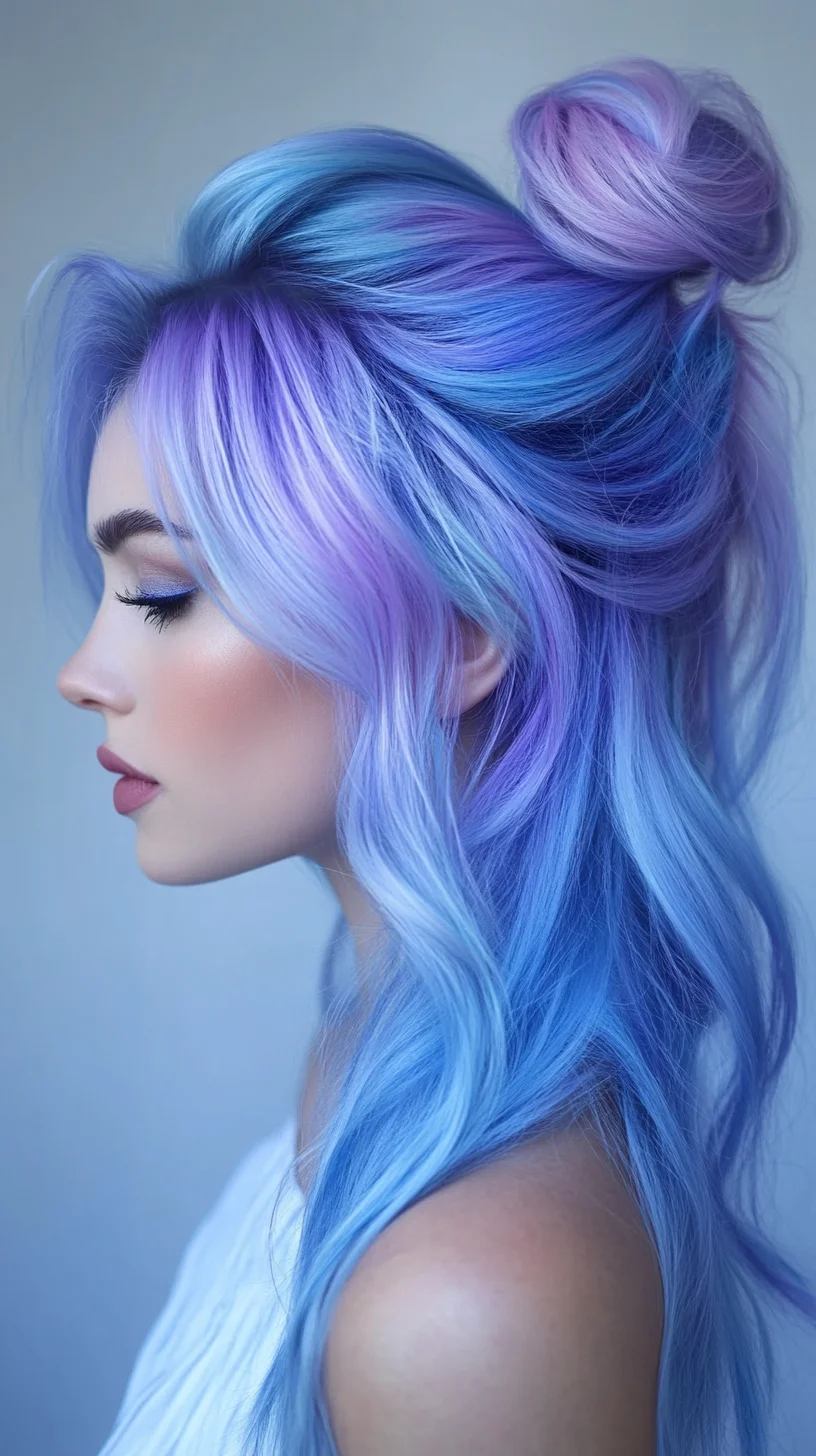 Dreamy Pastel Waves with a Chic Half-Up Bun