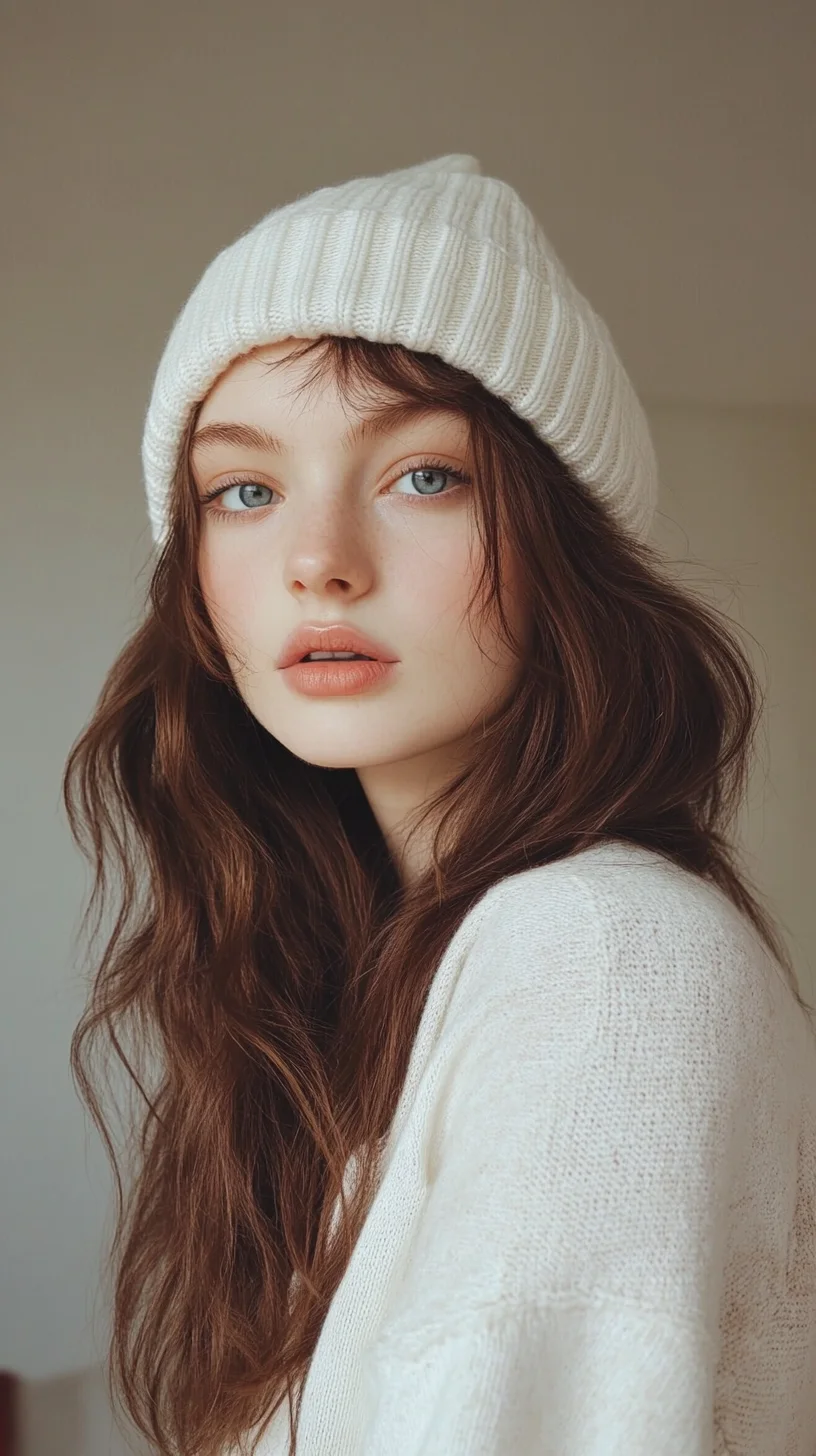 Effortless Beachy Waves with a Cozy Knitted Beanie