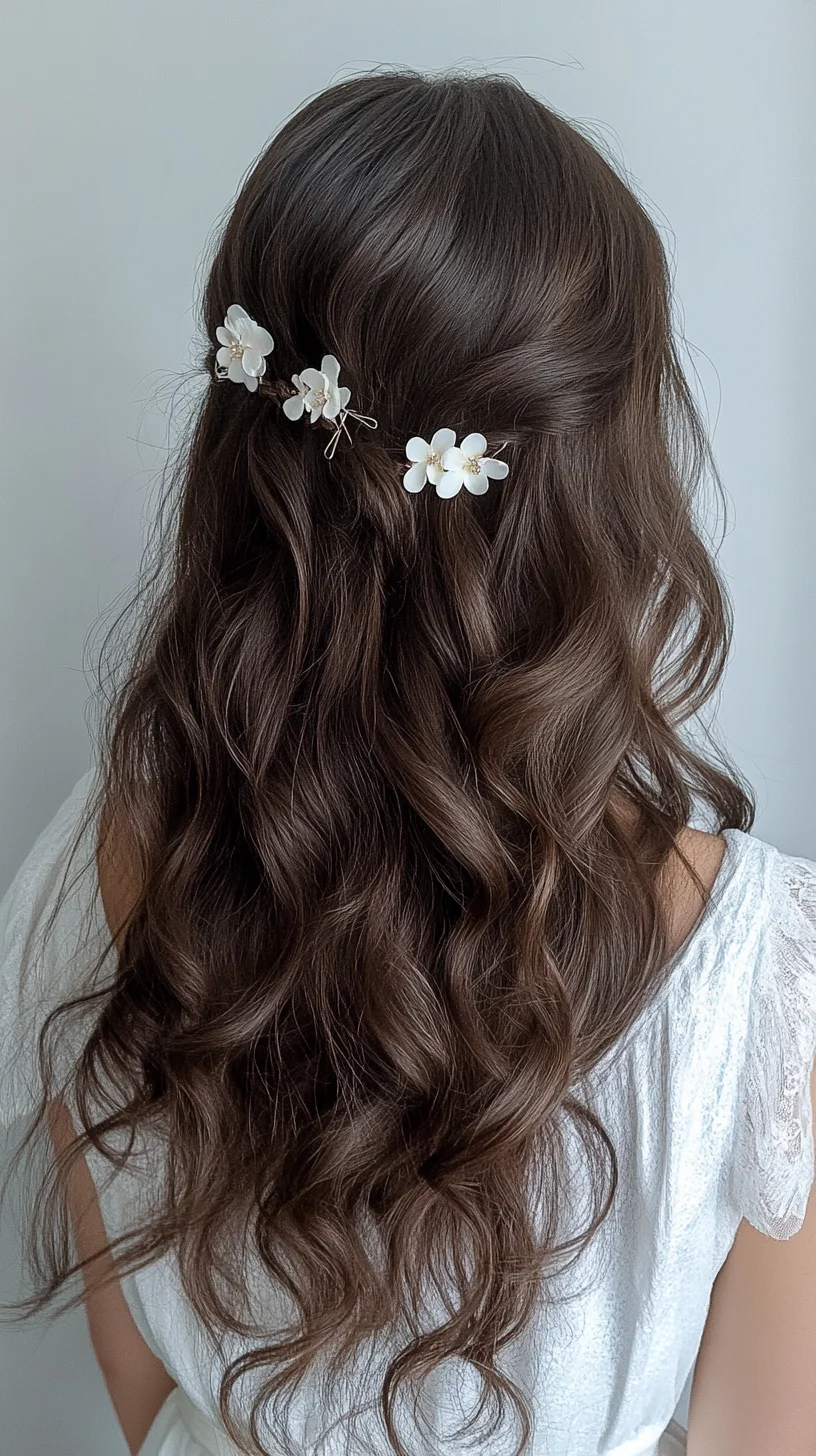 Effortless Elegance: Romantic Waves Adorned with Floral Accents