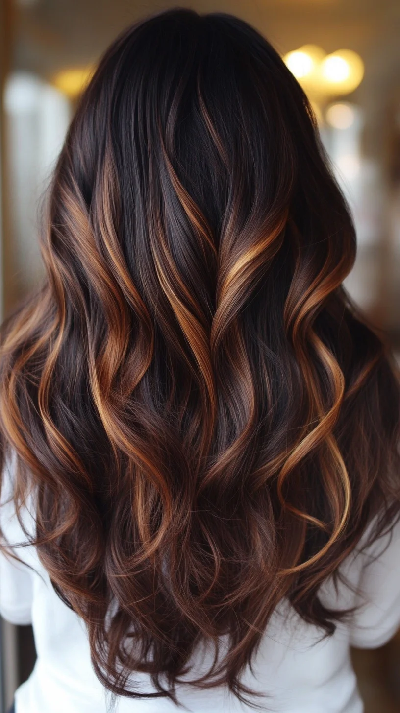 Effortless Waves with Stunning Caramel Highlights for a Radiant Look