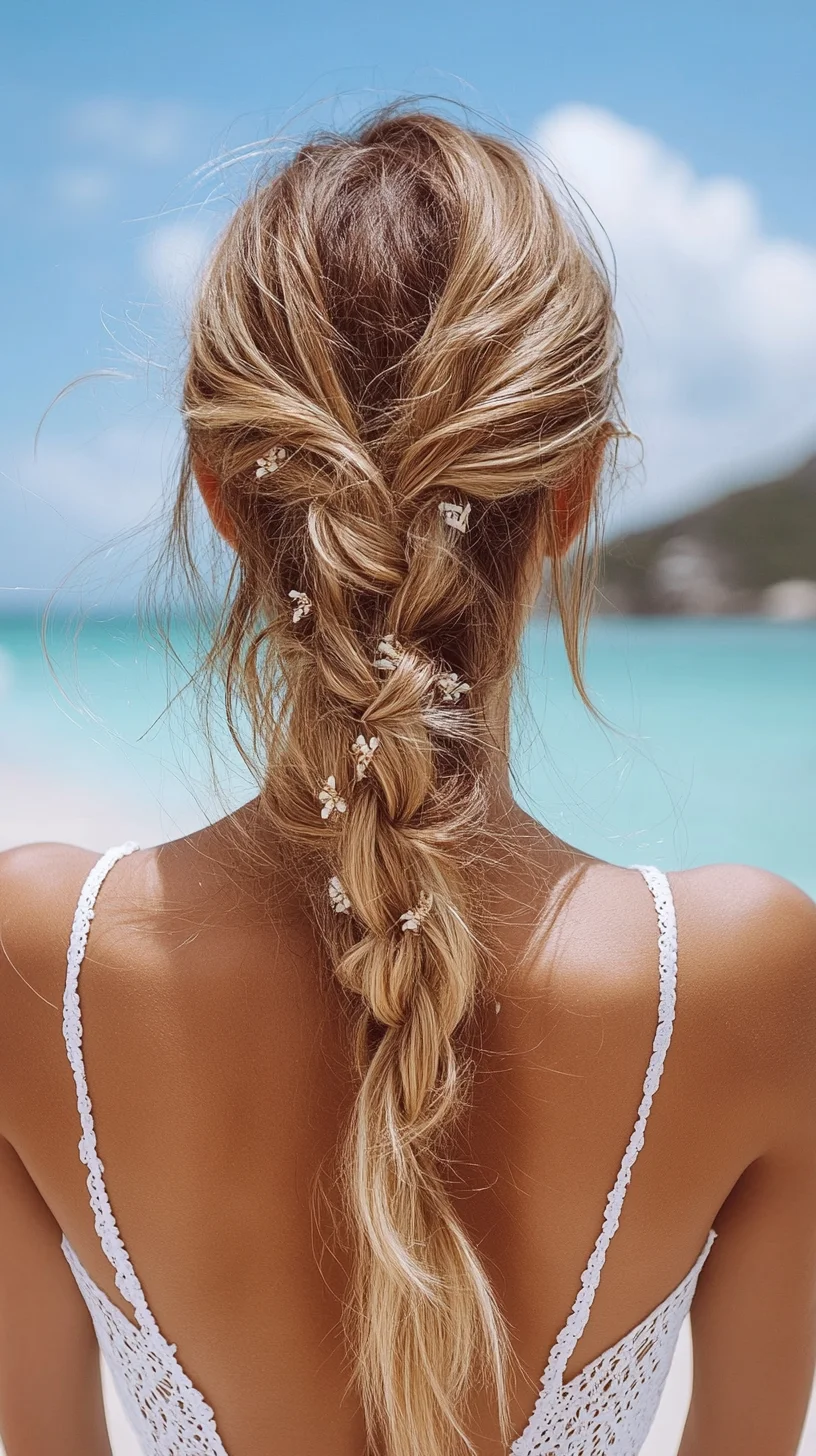 Effortlessly Chic Beachy Braid with Adorned Elegance