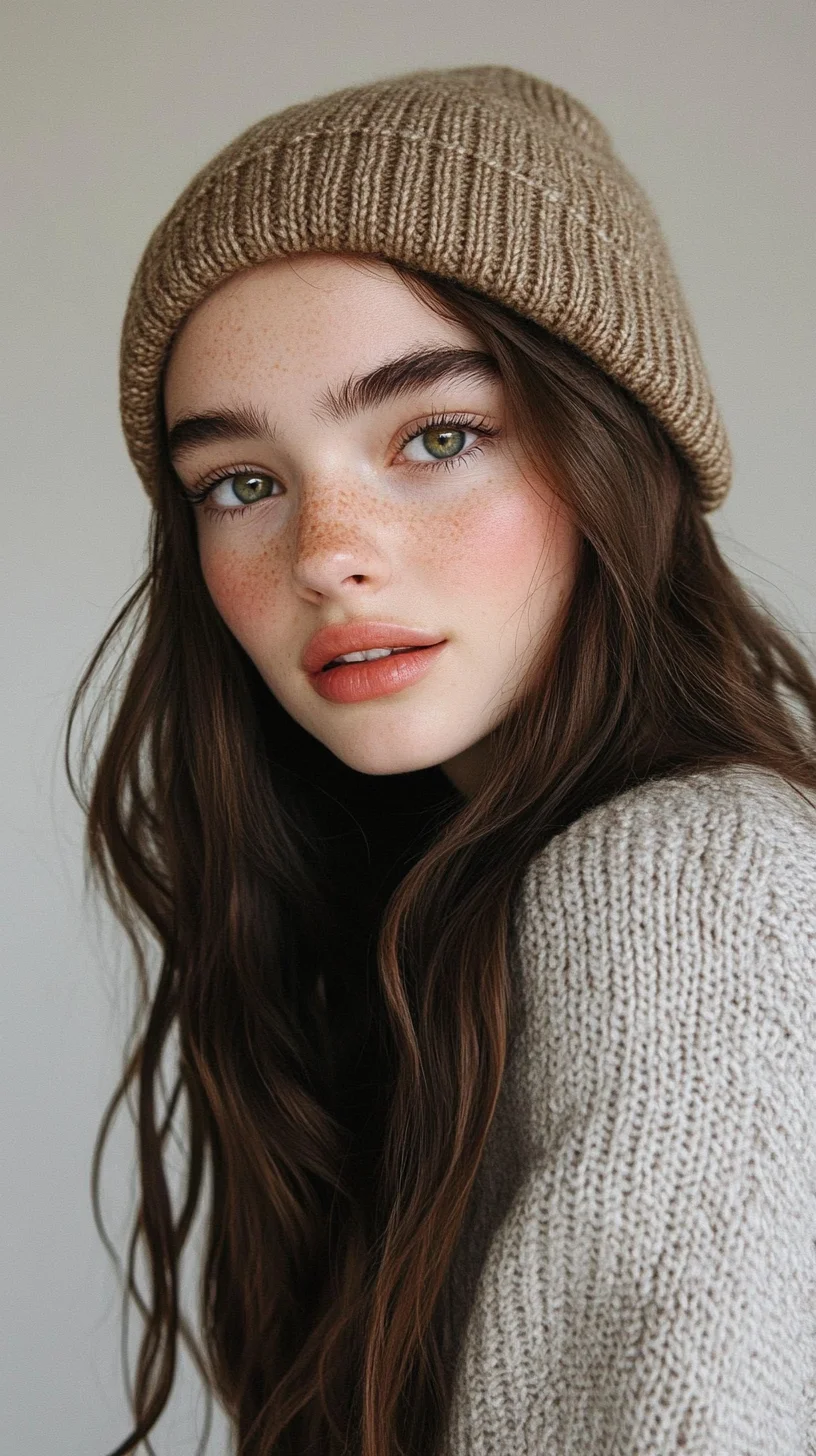 Effortlessly Chic: Effortless Waves Under a Cozy Beanie