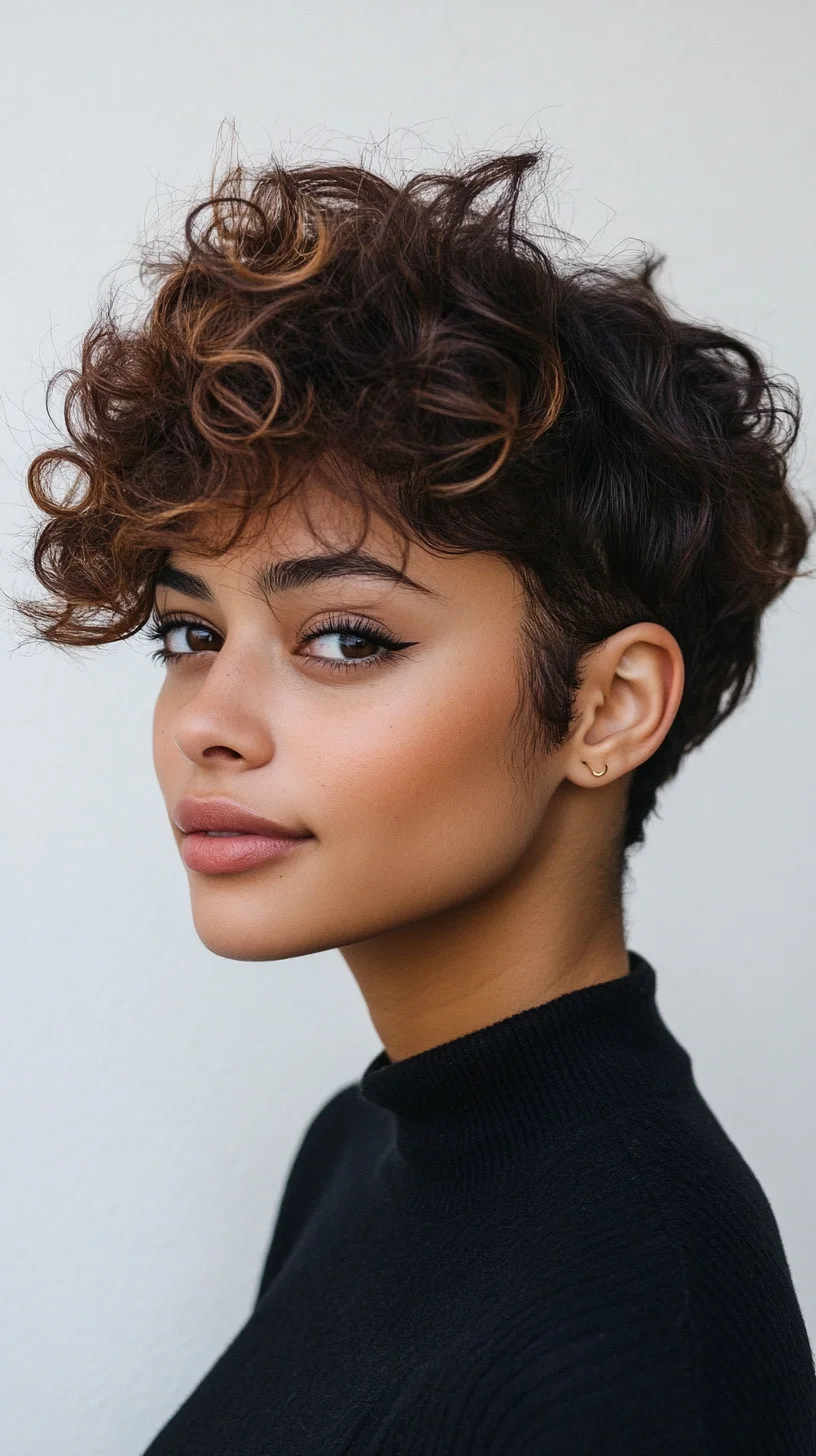 Effortlessly Chic: Embrace Bouncy Curls with a Modern Pixie Cut