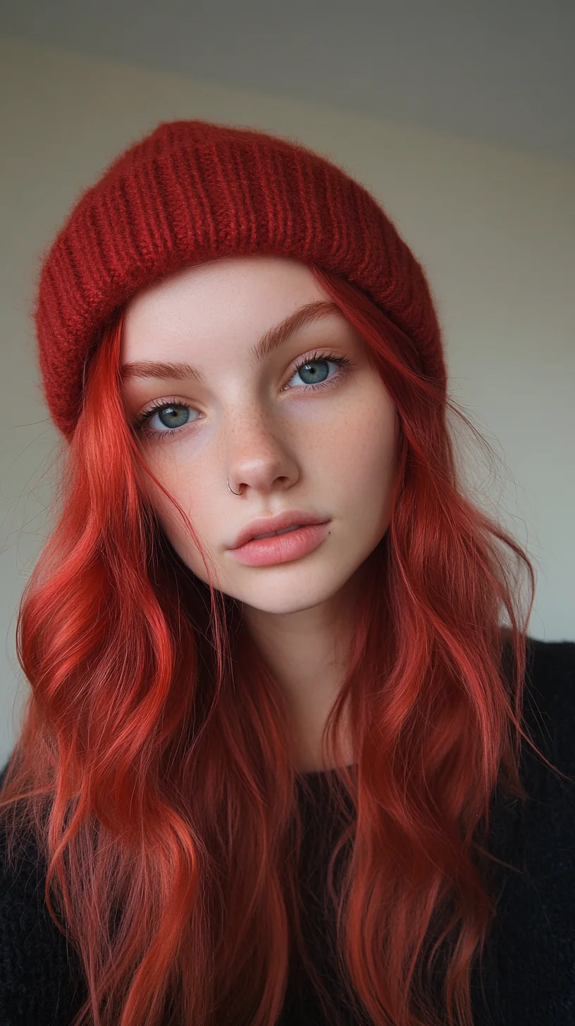 Effortlessly Chic: Embrace Vibrant Waves Beneath a Cozy Beanie