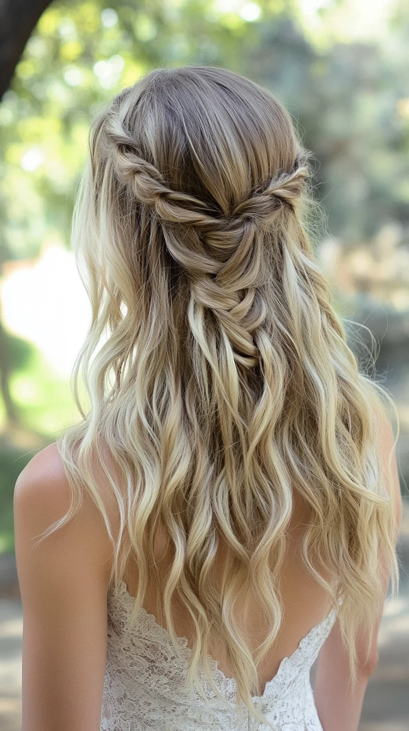 Effortlessly Chic Half-Up, Half-Down Waves with Braided Elegance