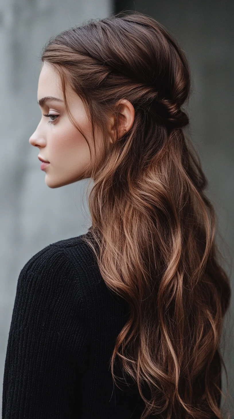 Effortlessly Chic Half-Up Waves for a Romantic Flair