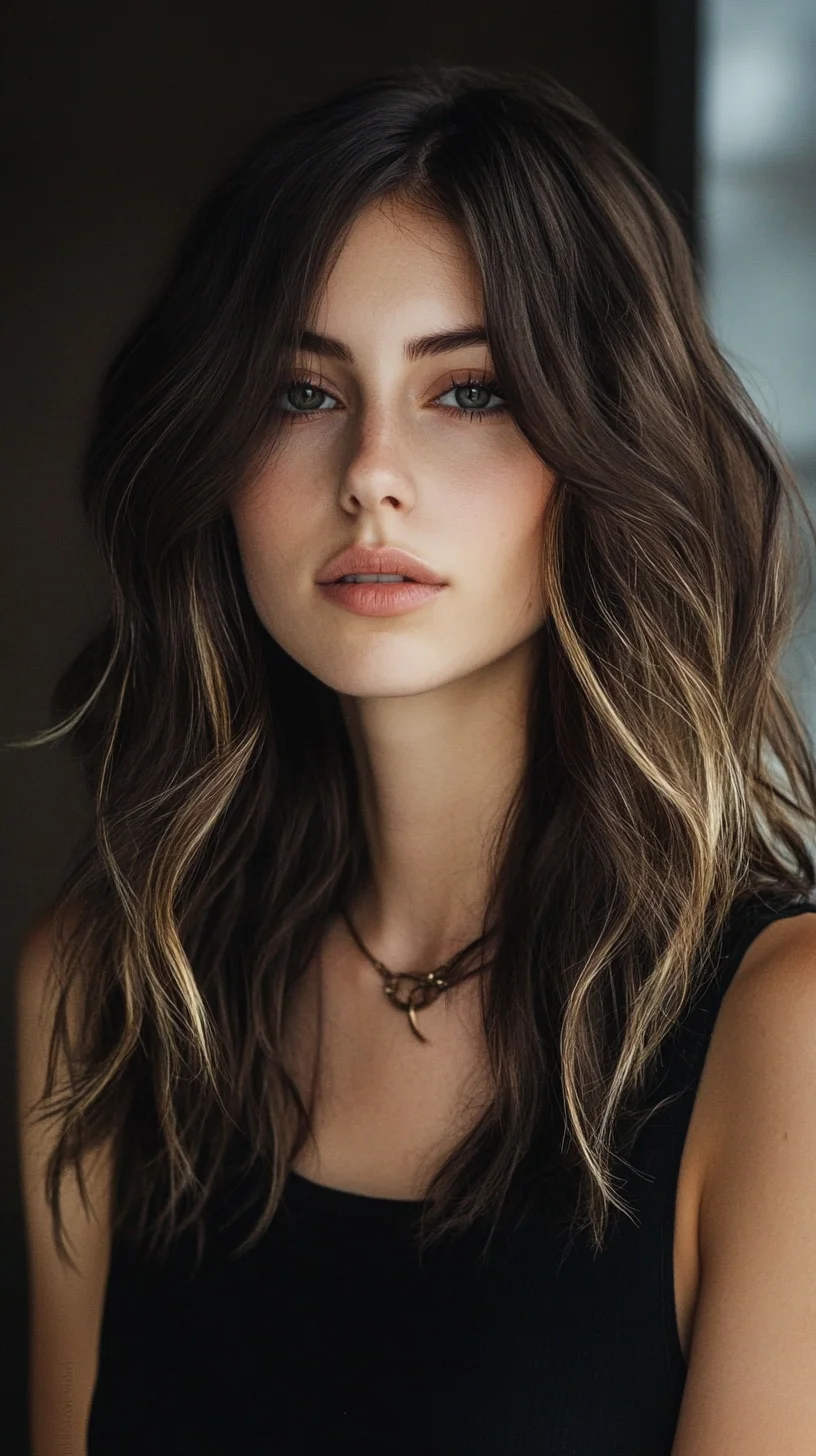 Effortlessly Chic: The Luscious Layered Waves with Sun-Kissed Highlights