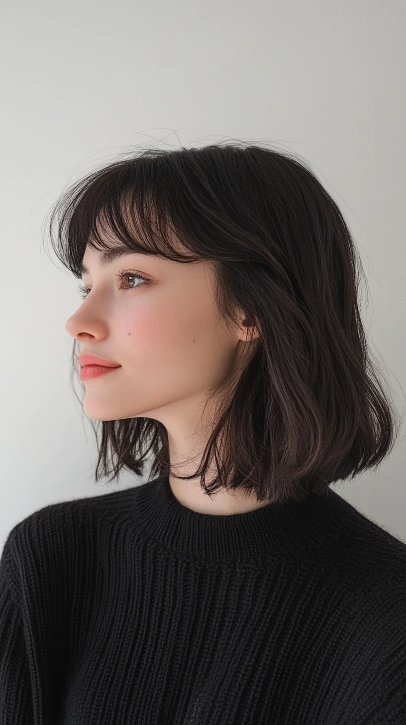 Effortlessly Chic: The Modern Textured Bob with Soft Fringe