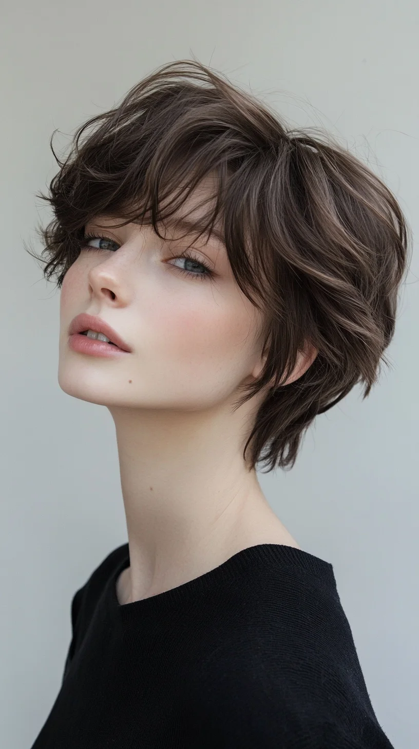 Effortlessly Chic: The Modern Textured Short Hairstyle for a Playful Vibe