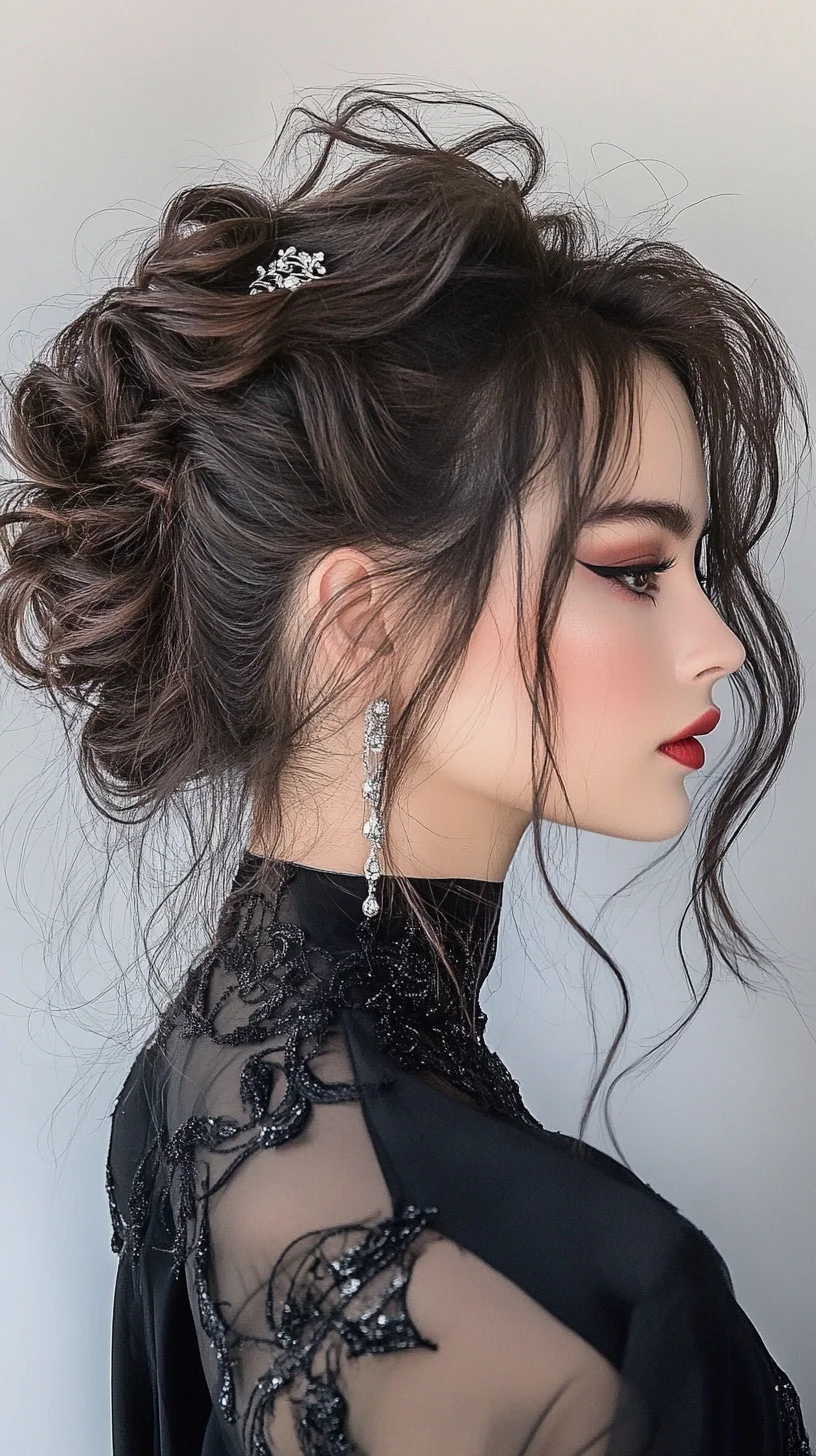 Effortlessly Chic: The Romantic Messy Updo with Elegant Accessories