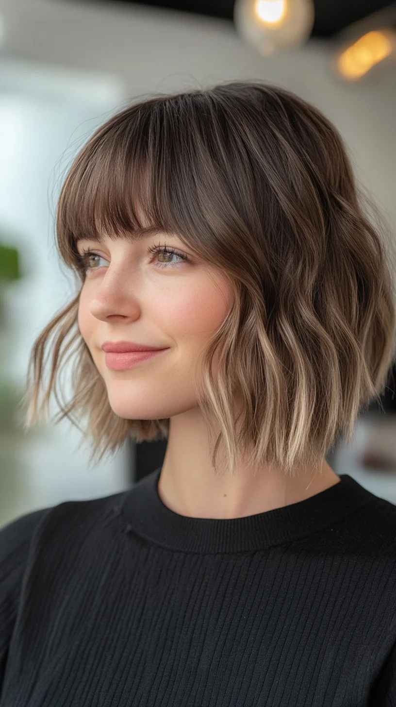 Effortlessly Chic: The Textured Bob with Blunt Bangs for a Modern Edge