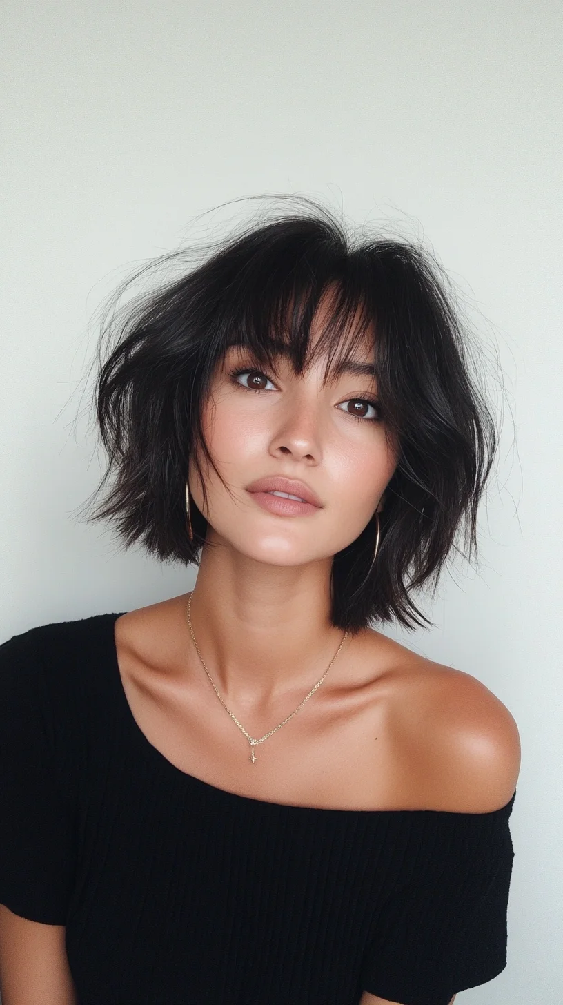 Effortlessly Chic: The Textured Bob with Playful Bangs