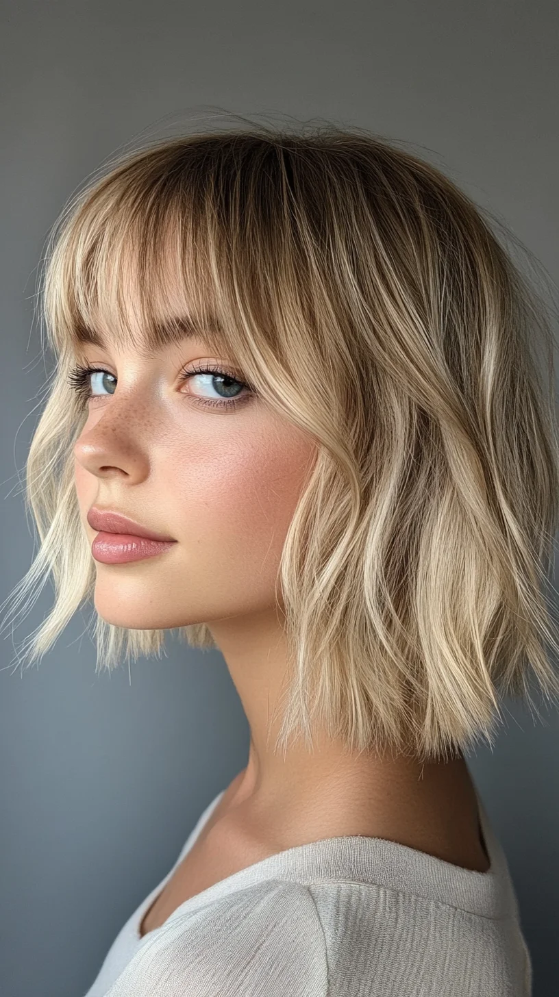 Effortlessly Chic: The Textured Bob with Soft Bangs