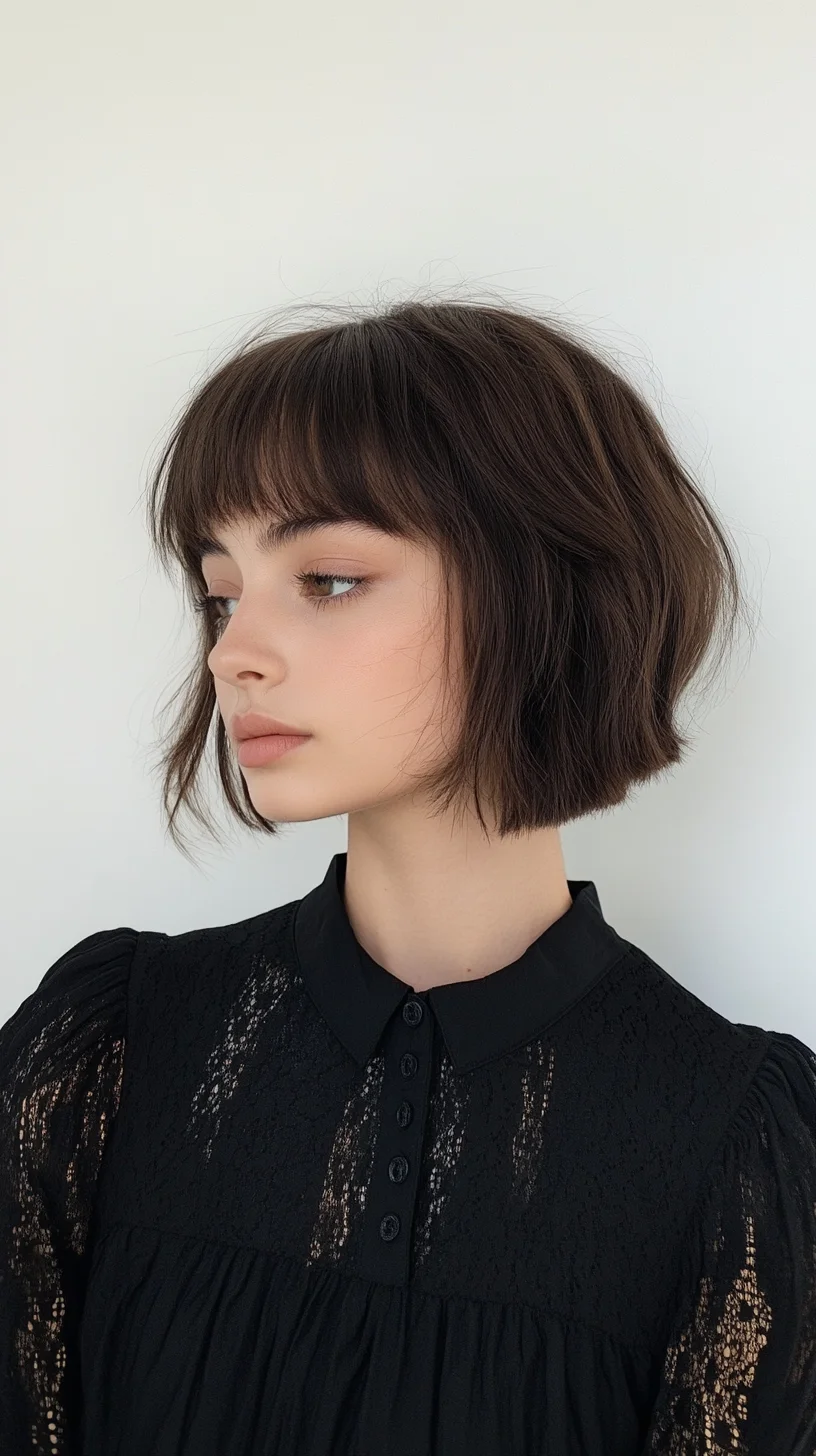 Effortlessly Chic: The Textured Bob with Wispy Bangs