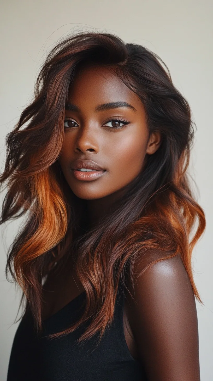 Effortlessly Chic: Voluminous Waves with Stunning Honey Highlights