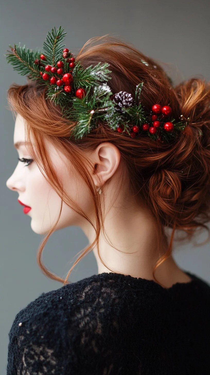 Effortlessly Elegant: Romantic Updo with Festive Floral Accents