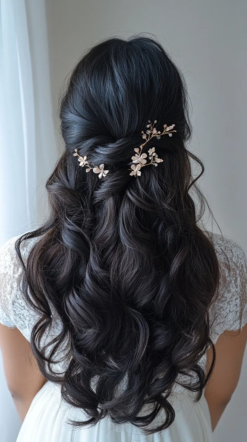 Effortlessly Elegant Romantic Waves with Floral Accents