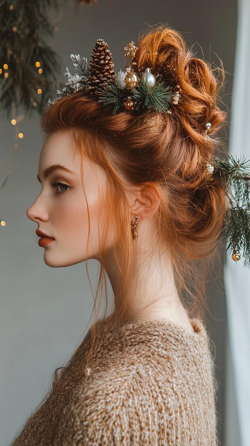 Effortlessly Elegant: The Romantic Holiday Updo with Seasonal Accents