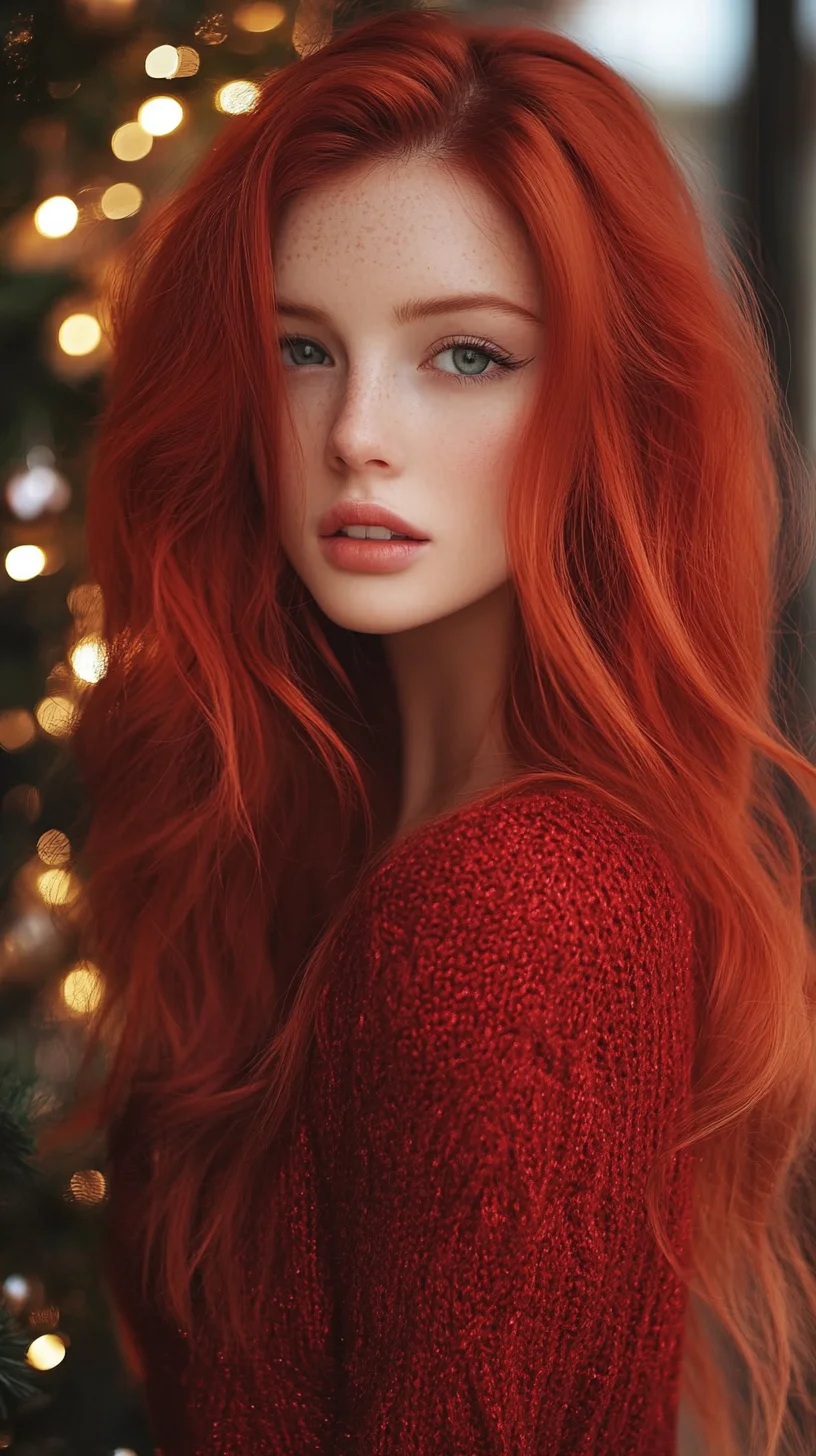 Effortlessly Glamorous: Radiant Red Waves for a Striking Look