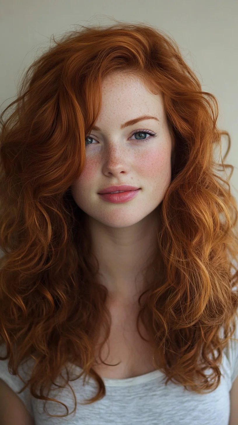 Effortlessly Glamorous: Voluminous Red Curls that Turn Heads