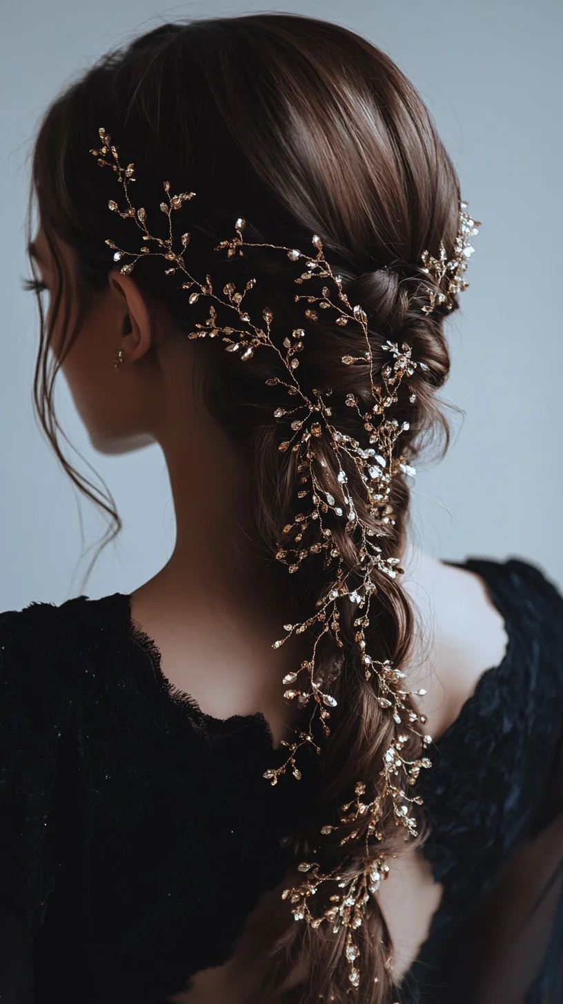 Elegant Braided Cascade with Delicate Floral Accents for a Chic Look