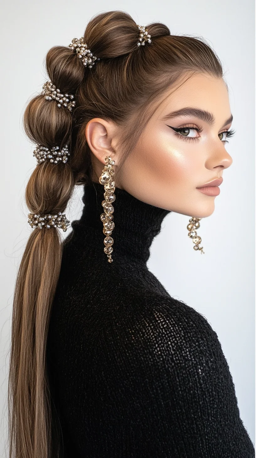 Elegant Bubble Ponytail: A Chic Fusion of Glamour and Sophistication