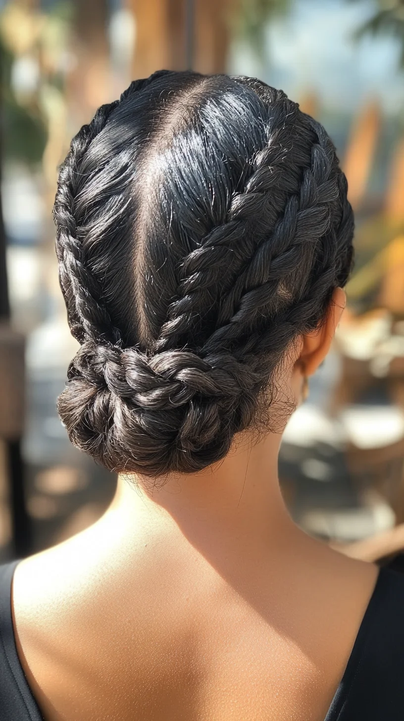 Elegant Double Braids Transitioning into a Sleek Chignon