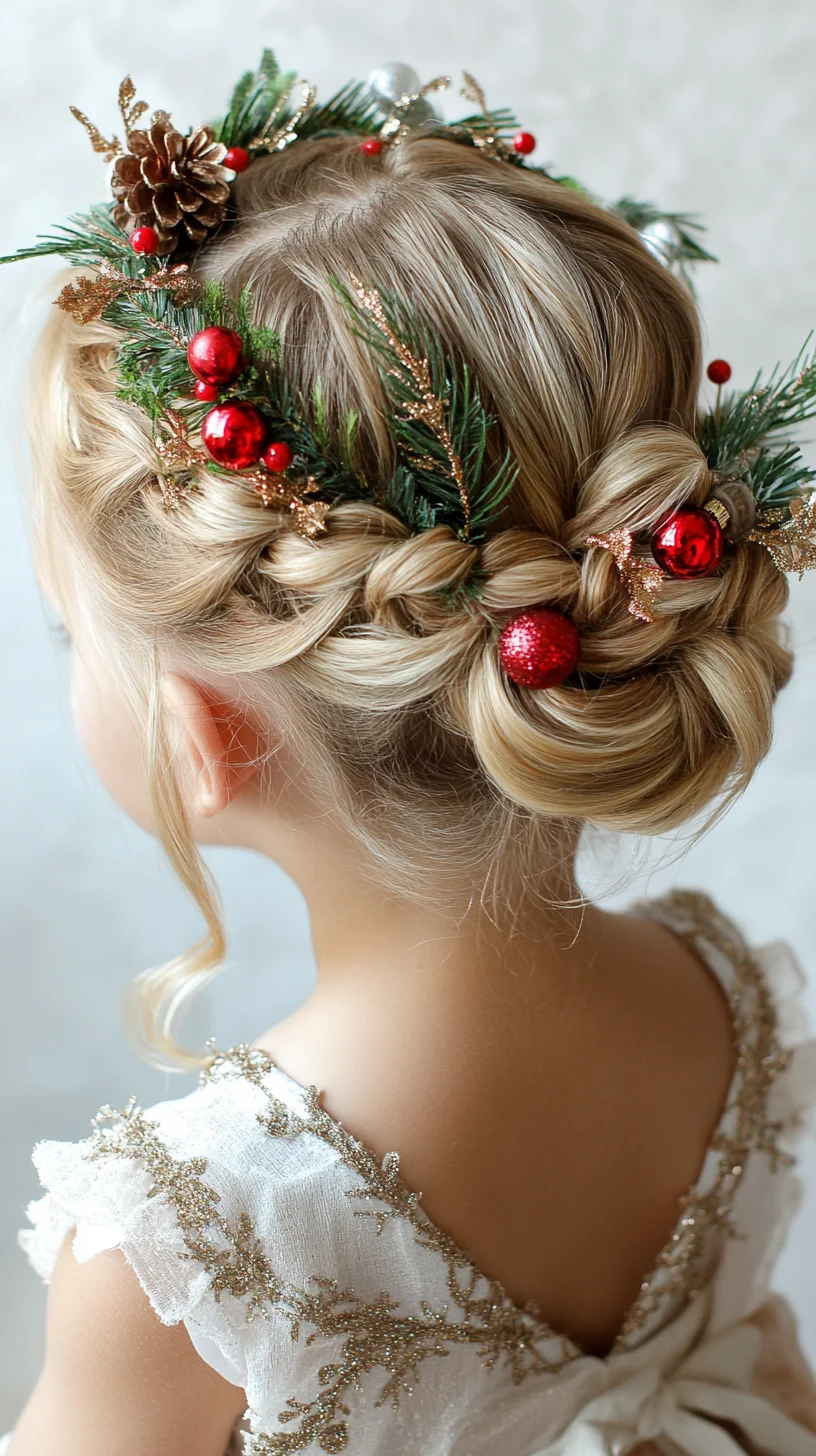 Elegant Festive Updo with Holiday Accents for a Charming Look