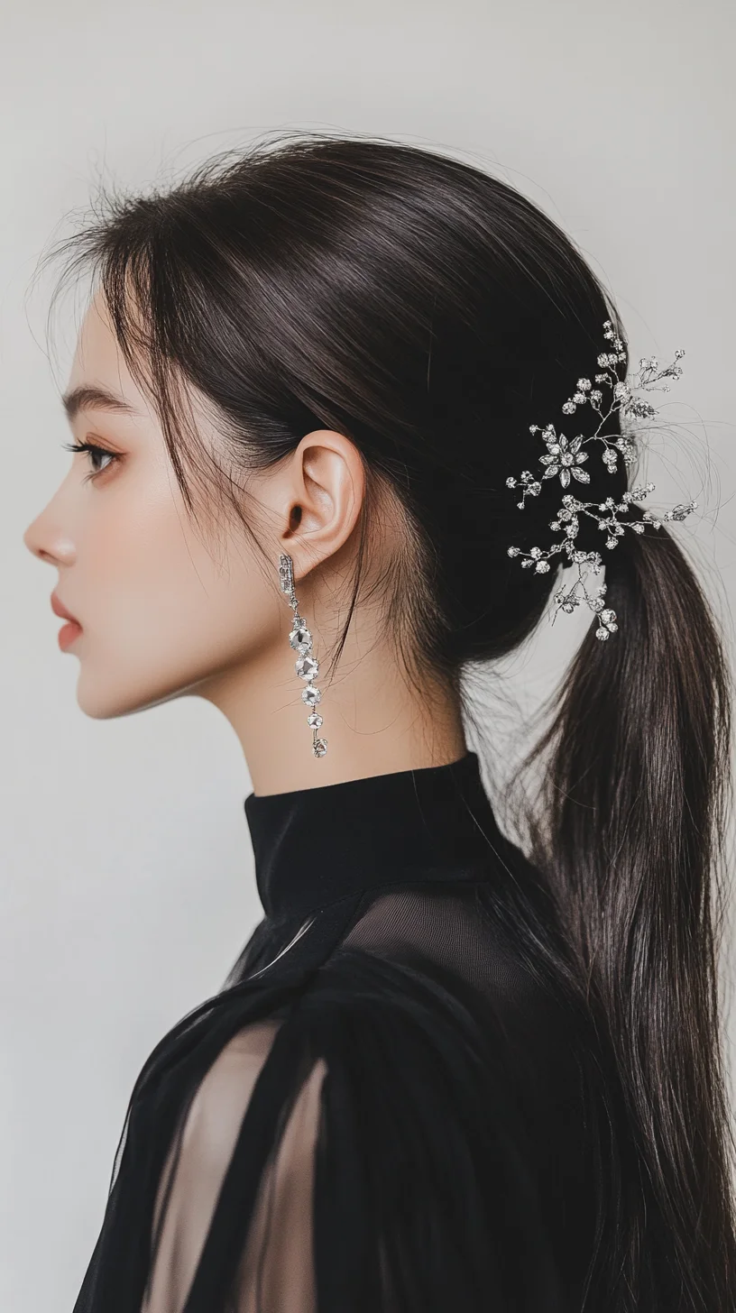 Elegant Low Ponytail with Chic Hair Accessories for a Timeless Look