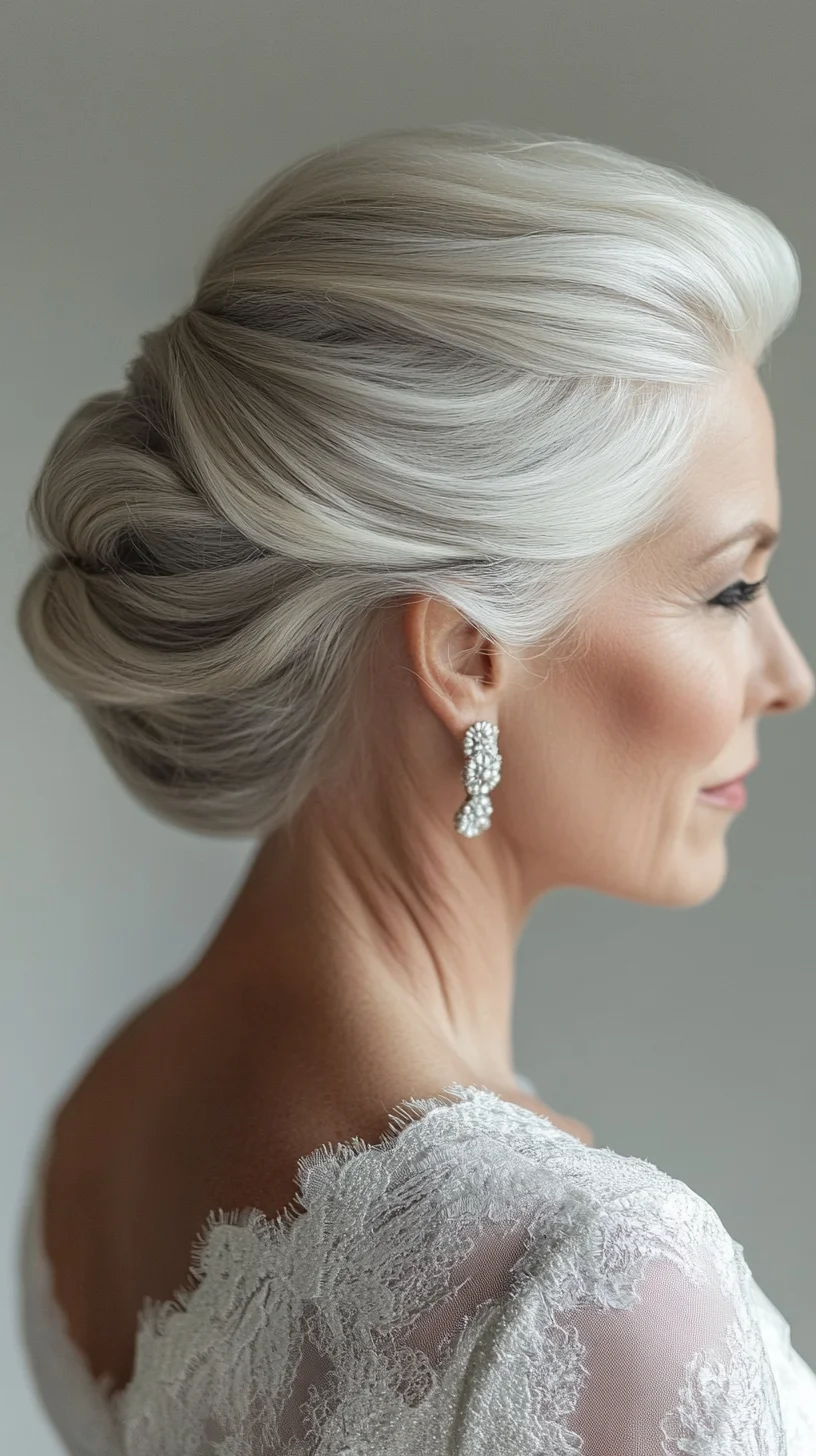 Elegant Silver Updo: A Timeless Wedding Hairstyle for Graceful Charm