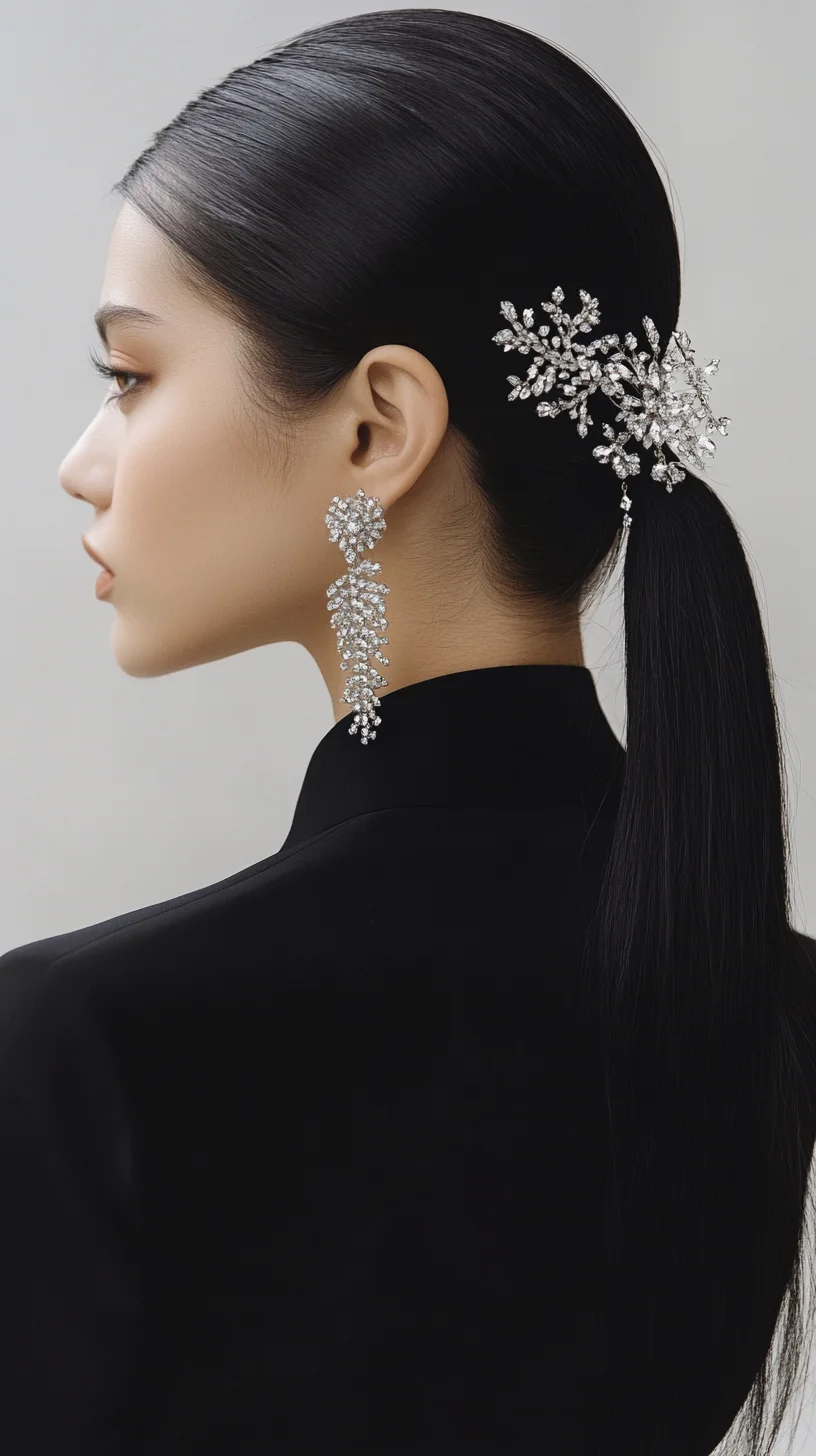 Elegant Sleek Ponytail with Sparkling Embellishments