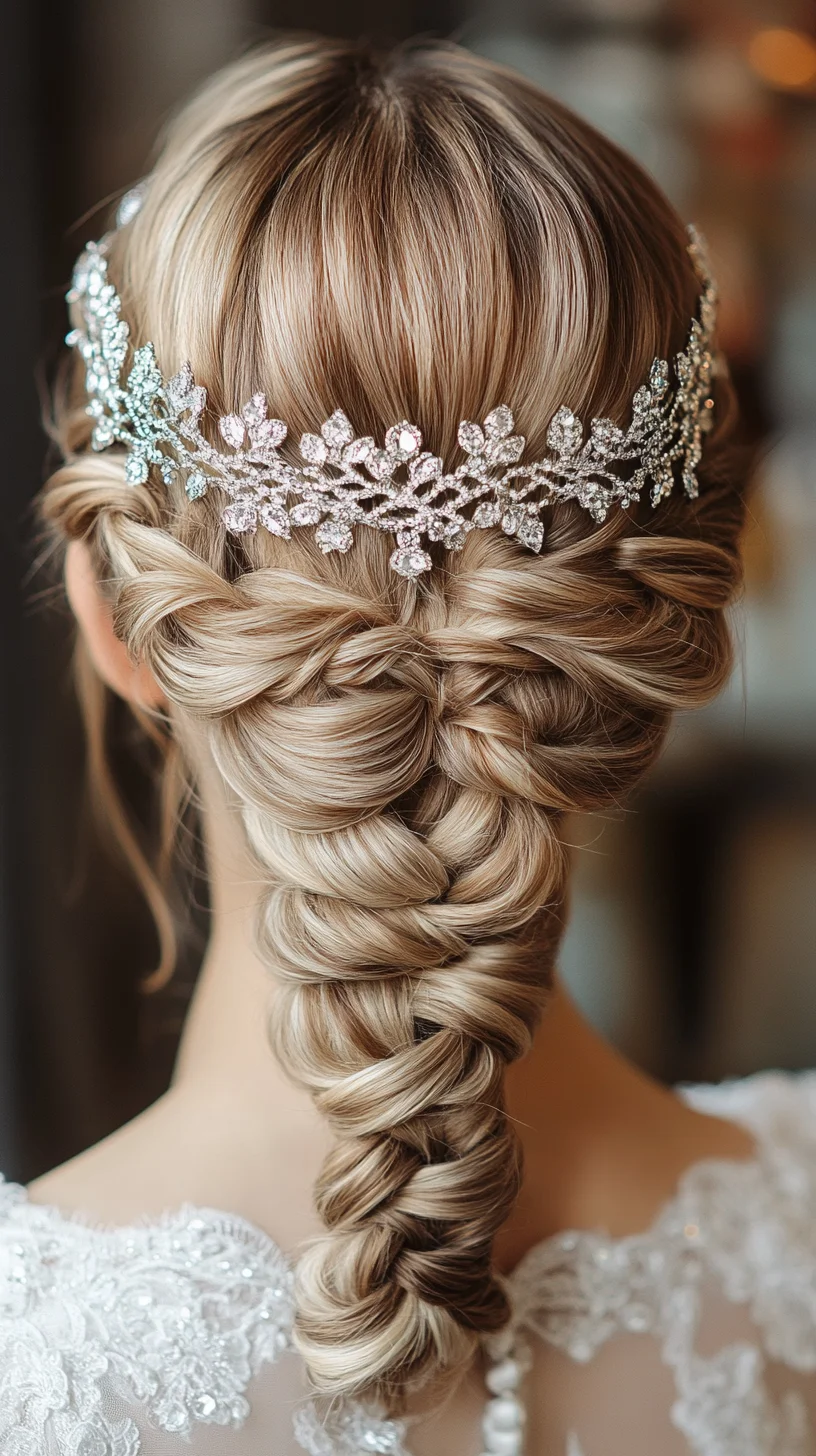 Elegantly Braided Beauty: The Perfect Bridal Hairstyle with a Touch of Glam