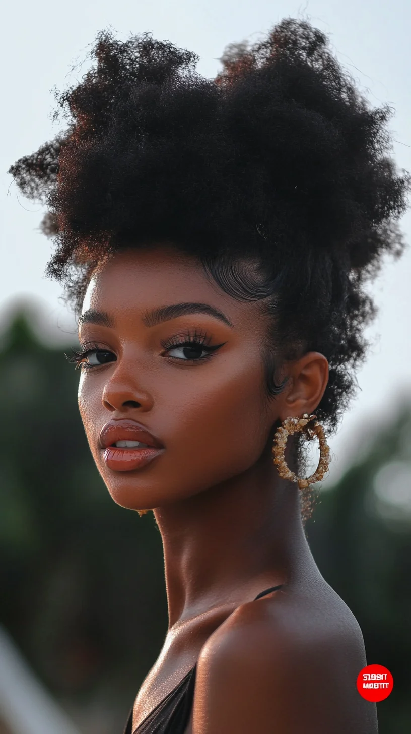 Elevate Your Look with a Bold, Textured Afro Puff Hairstyle