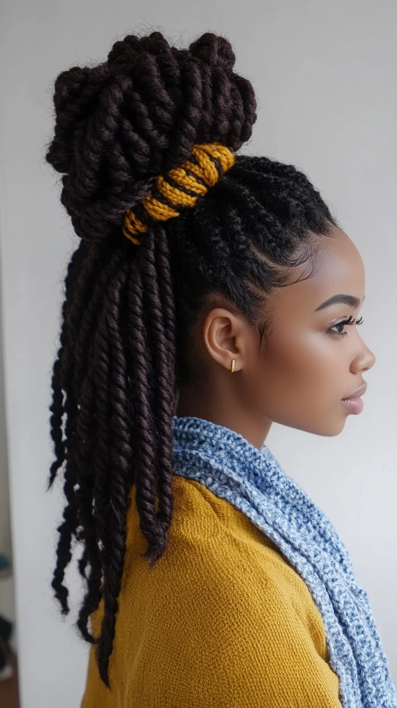 Elevate Your Look with a Chic High Bun and Twisted Locks Combo