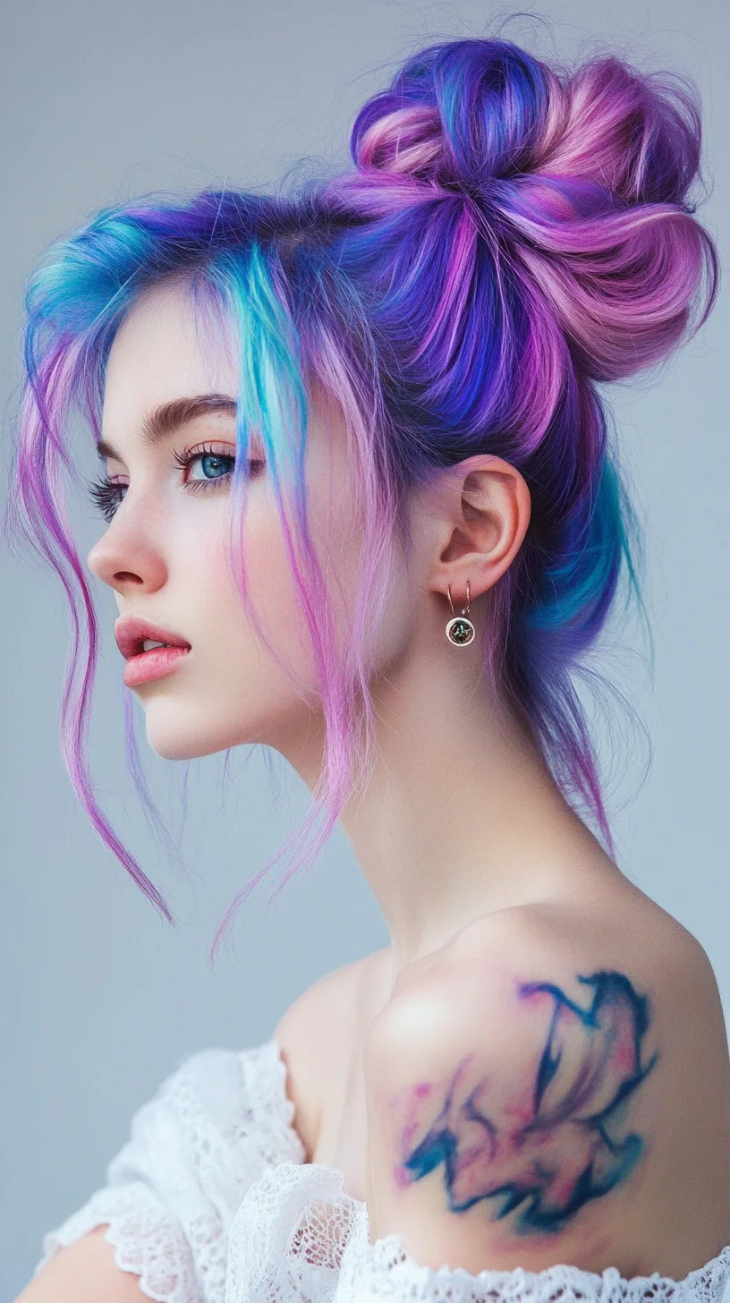 Elevate Your Look with a Playful Pastel Bun and Effortless Waves