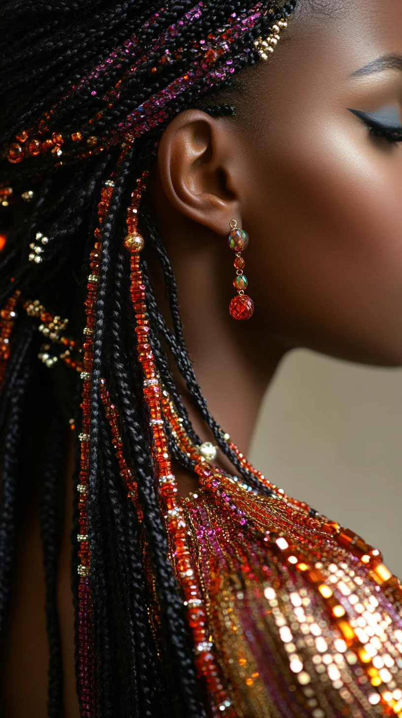 Embrace Bold Elegance: Vibrant Beaded Box Braids for a Striking Look