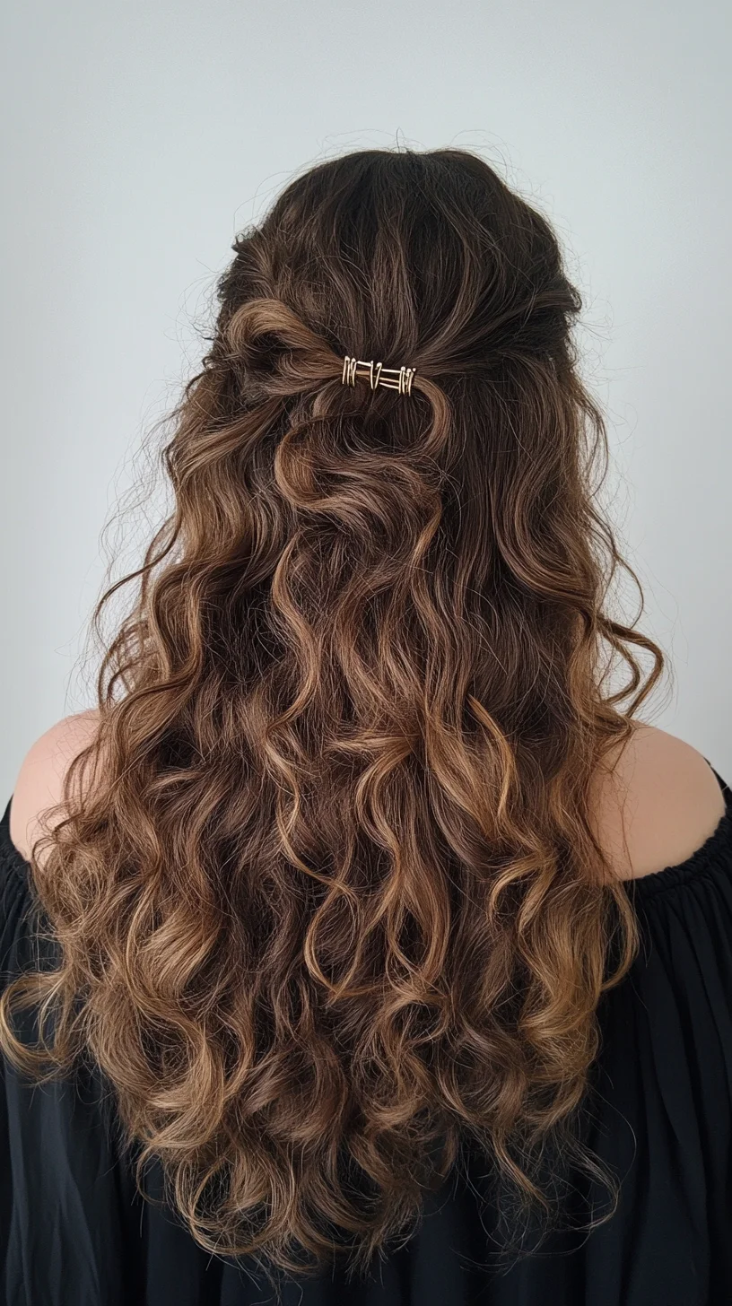 Embrace Effortless Elegance with Defined Curls and Chic Half-Up Styling