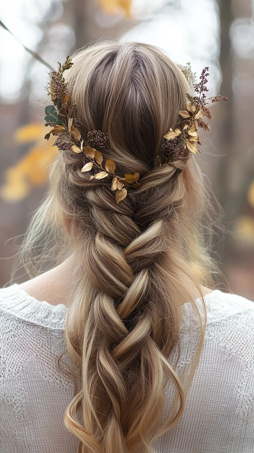 Embrace Elegance: A Romantic Braided Hairstyle with Nature-Inspired Accents