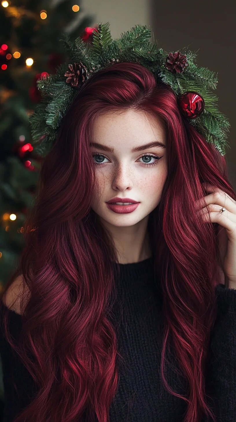 Embrace Rich Burgundy Waves for a Festive, Glamorous Look