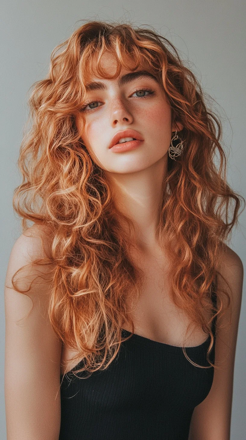 Embrace the Effortless Glam of Lush, Voluminous Curls with Bangs