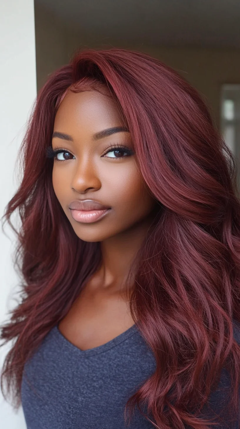 Embrace Volume and Vibrancy with This Luscious Burgundy Waves Hairstyle