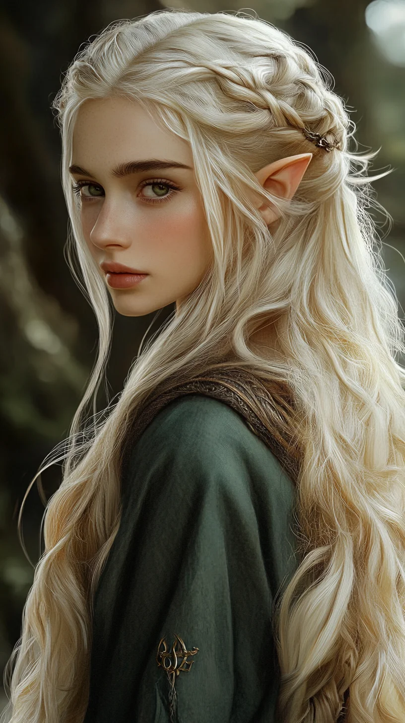 Enchanting Elvish Elegance: A Braided and Flowing Hair Masterpiece