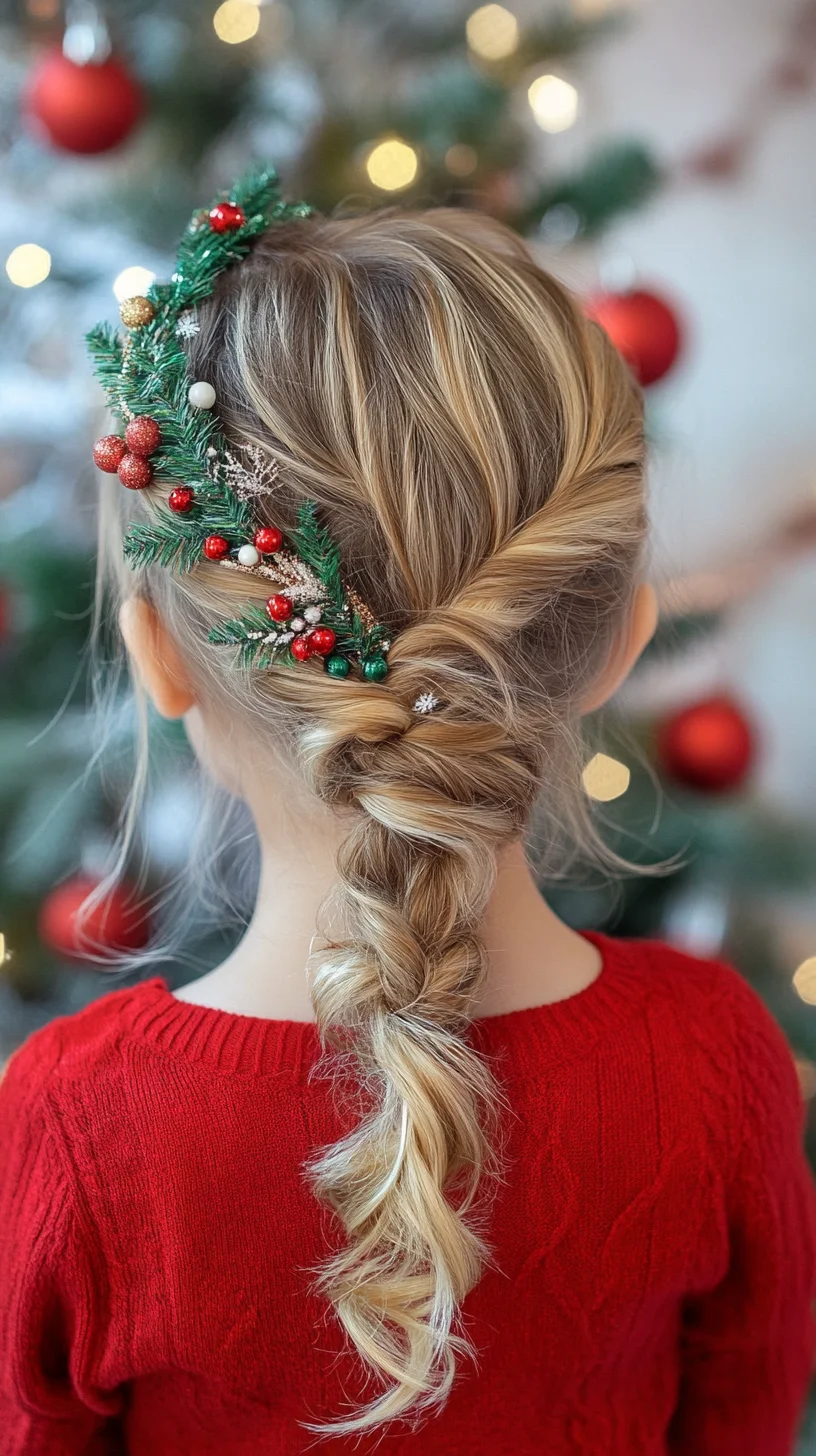 Festive Braided Elegance: A Charming Holiday Hairstyle for Little Ones