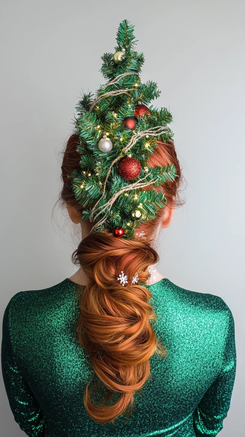 Festive Cheer: Stunning Tree-Inspired Hairstyle for the Holiday Season