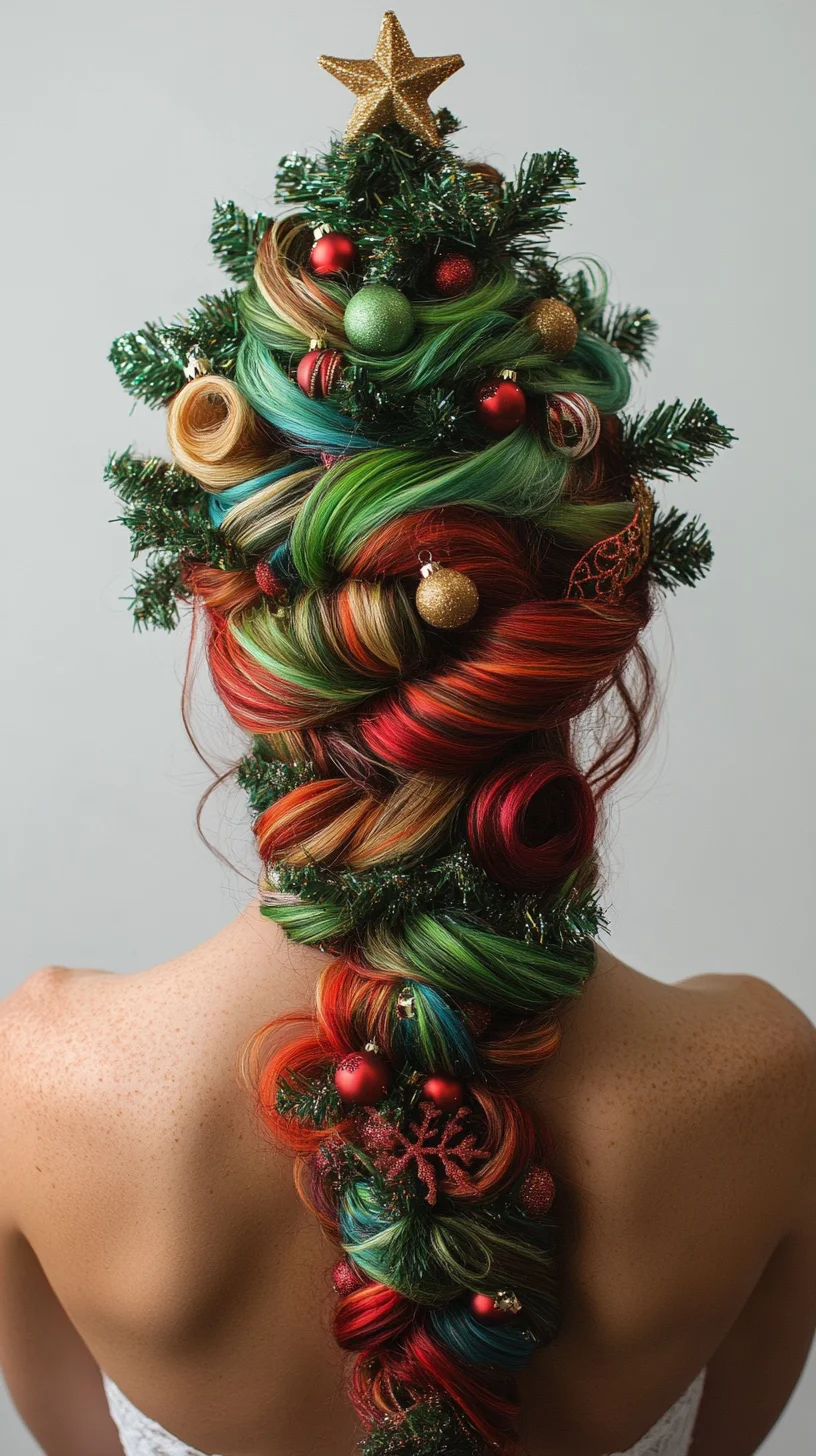 Festive Wonderland: A Show-Stopping Christmas Tree Braid with Colorful Ornaments